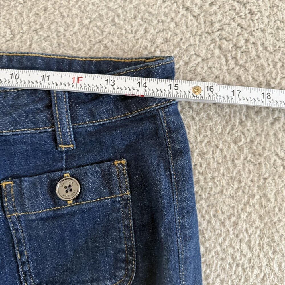 Saint + Sofia Jeans Blue Flare Front Pocket Stretch Denim Pants - Picture 6 of 11